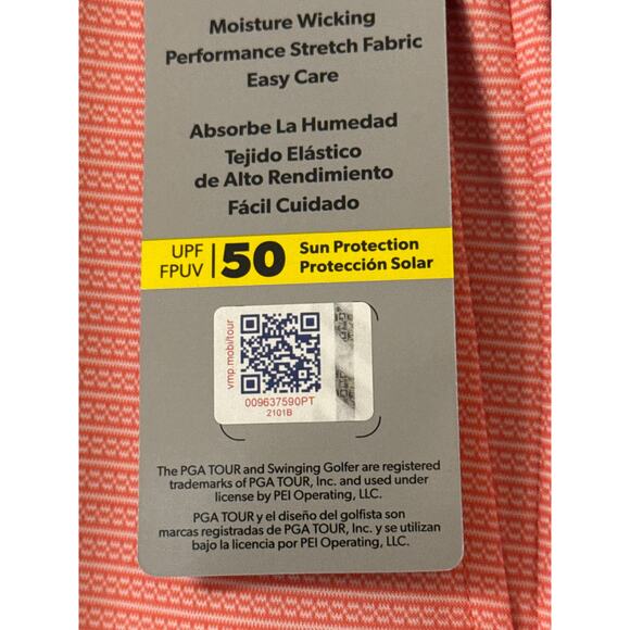 NWT PGA Tour Shorts Living Coral 34 Moisture Wicking Performance Stretch Fabric - Picture 4 of 6